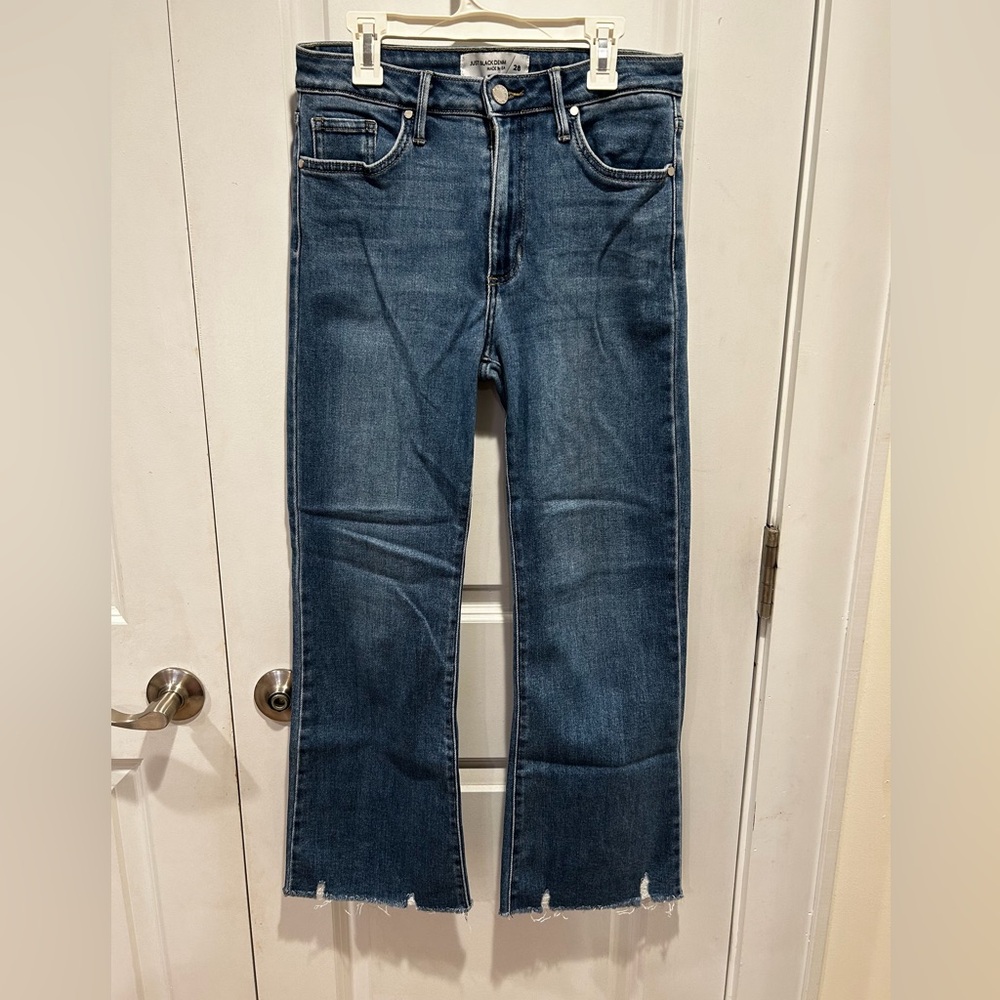 Just Black Denim Dark Wash Wide-Leg Crop Jeans